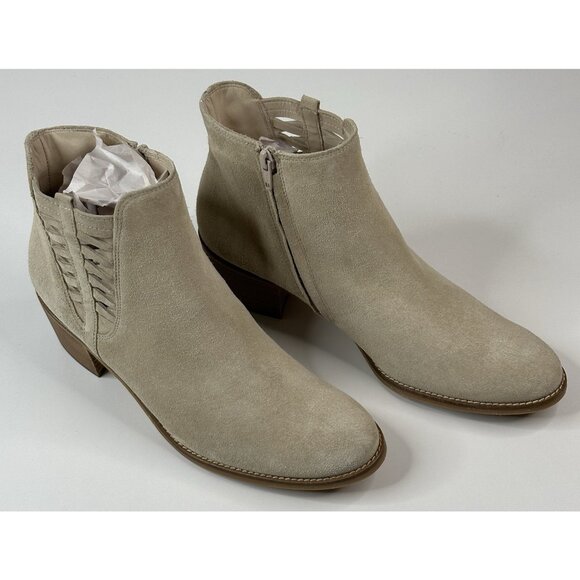 Paul Green Vienna Beige Suede Ankle Boots Womens US 10 UK 7.5 Booties Cutout New - Picture 1 of 11